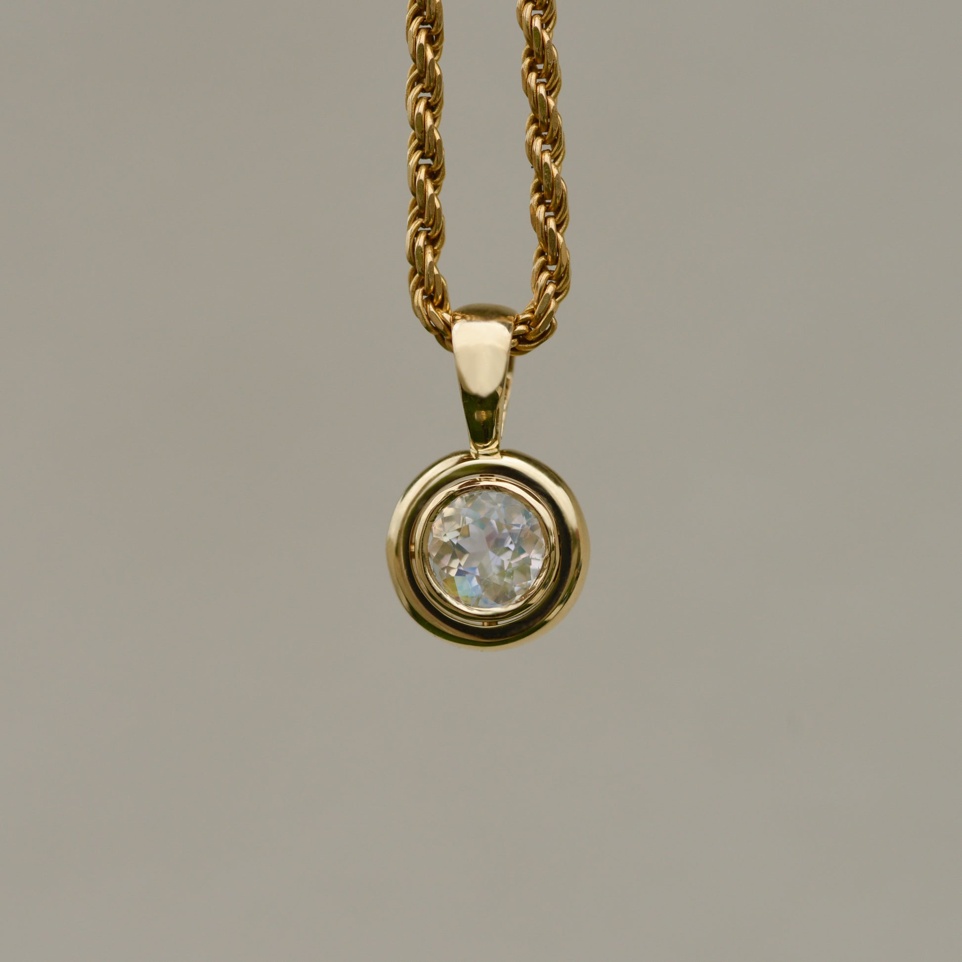 Bubble Bezel Pendant, rainbow moonstone
