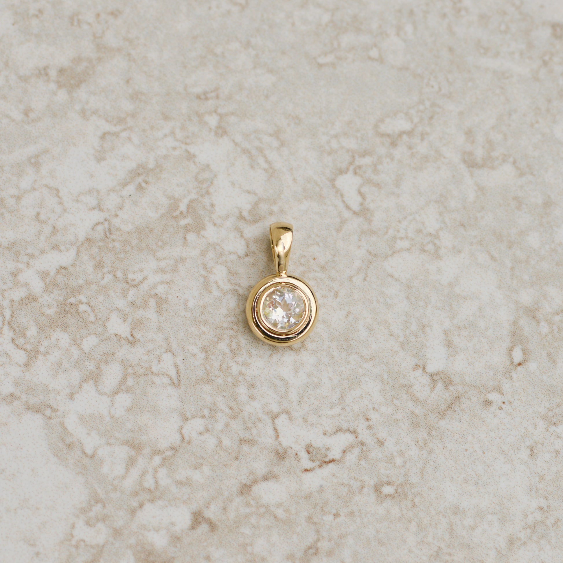 Bubble Bezel Pendant, rainbow moonstone