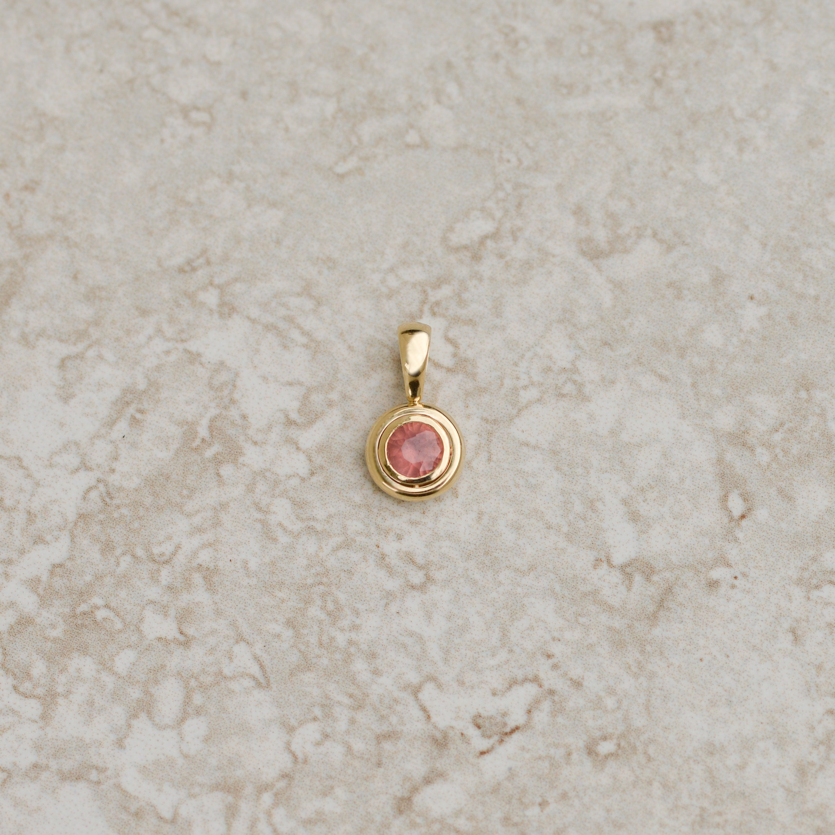 Bubble Bezel Pendant, peach sapphire