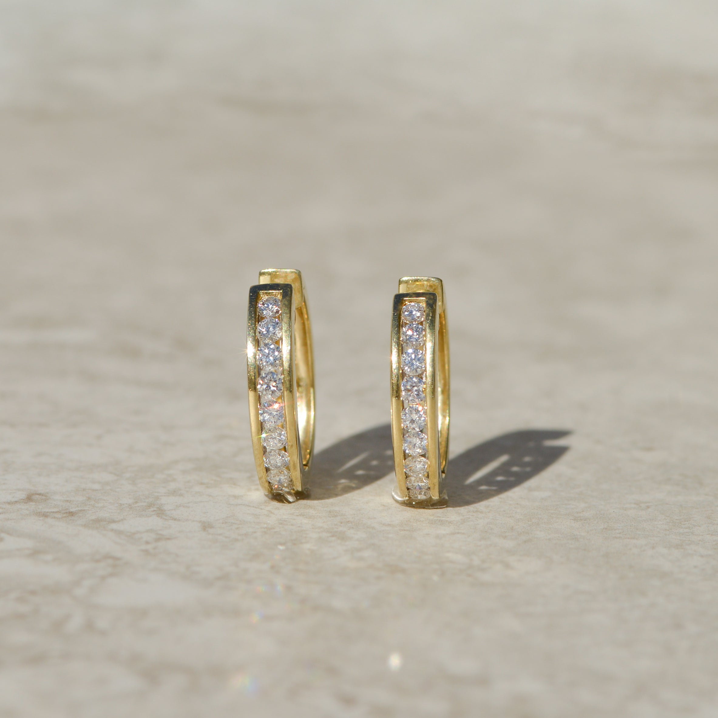 Vintage Oval Channel-set Diamond Hoops