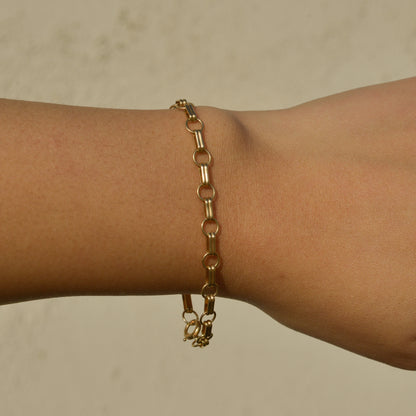 Vintage Alternating Link Bracelet 14k