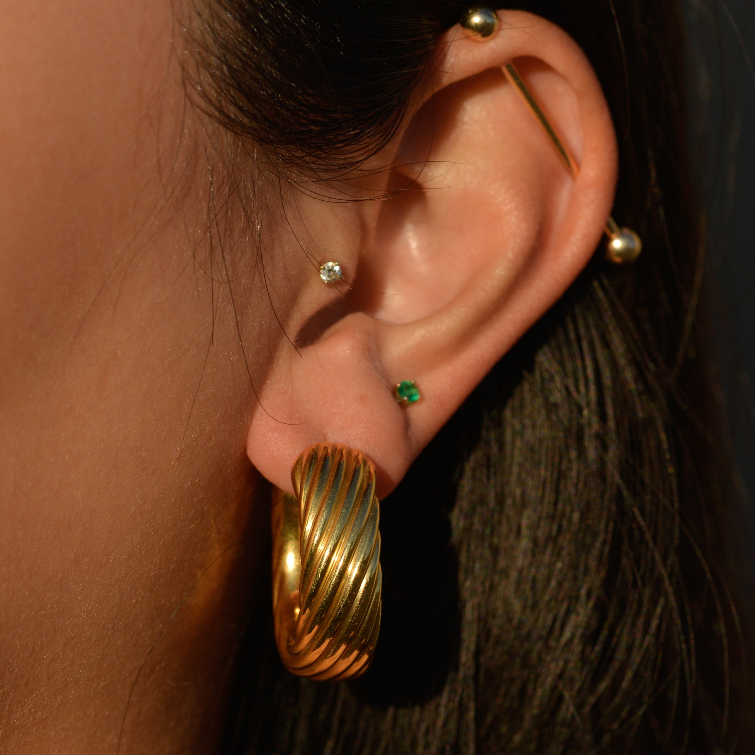 Estate Puffy Twisted Hoops