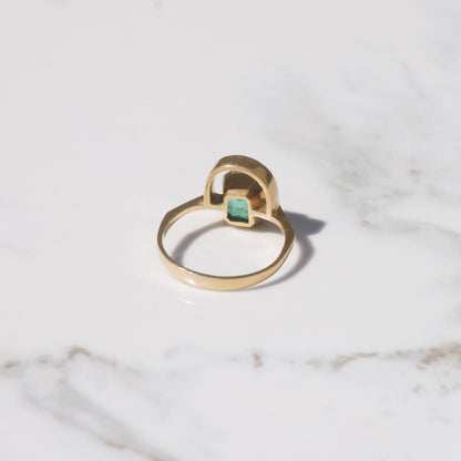 Geometric Colombian Emerald Ring Sz 5 1/2 14k