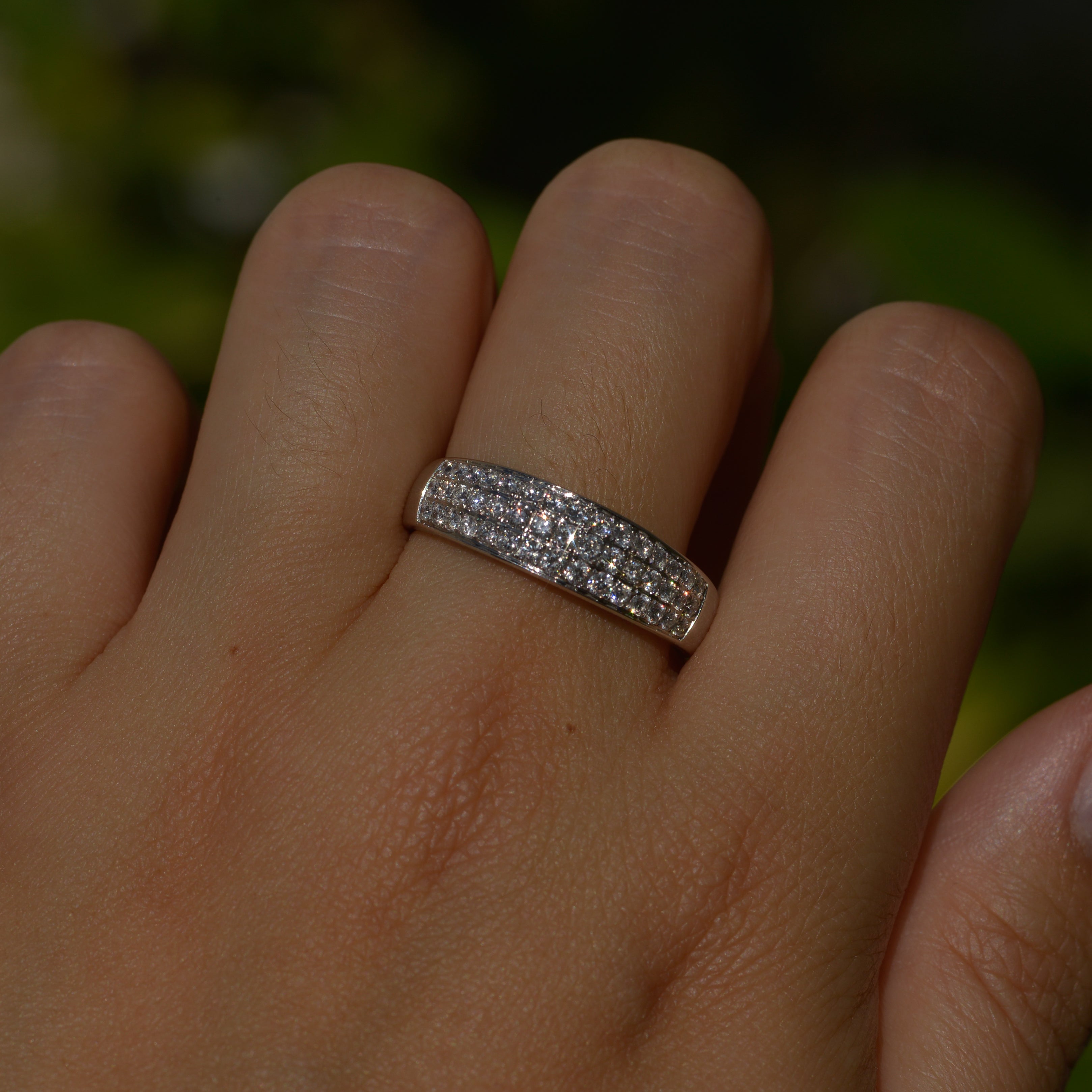 Estate 3 Row Diamond Band Sz 10 18k