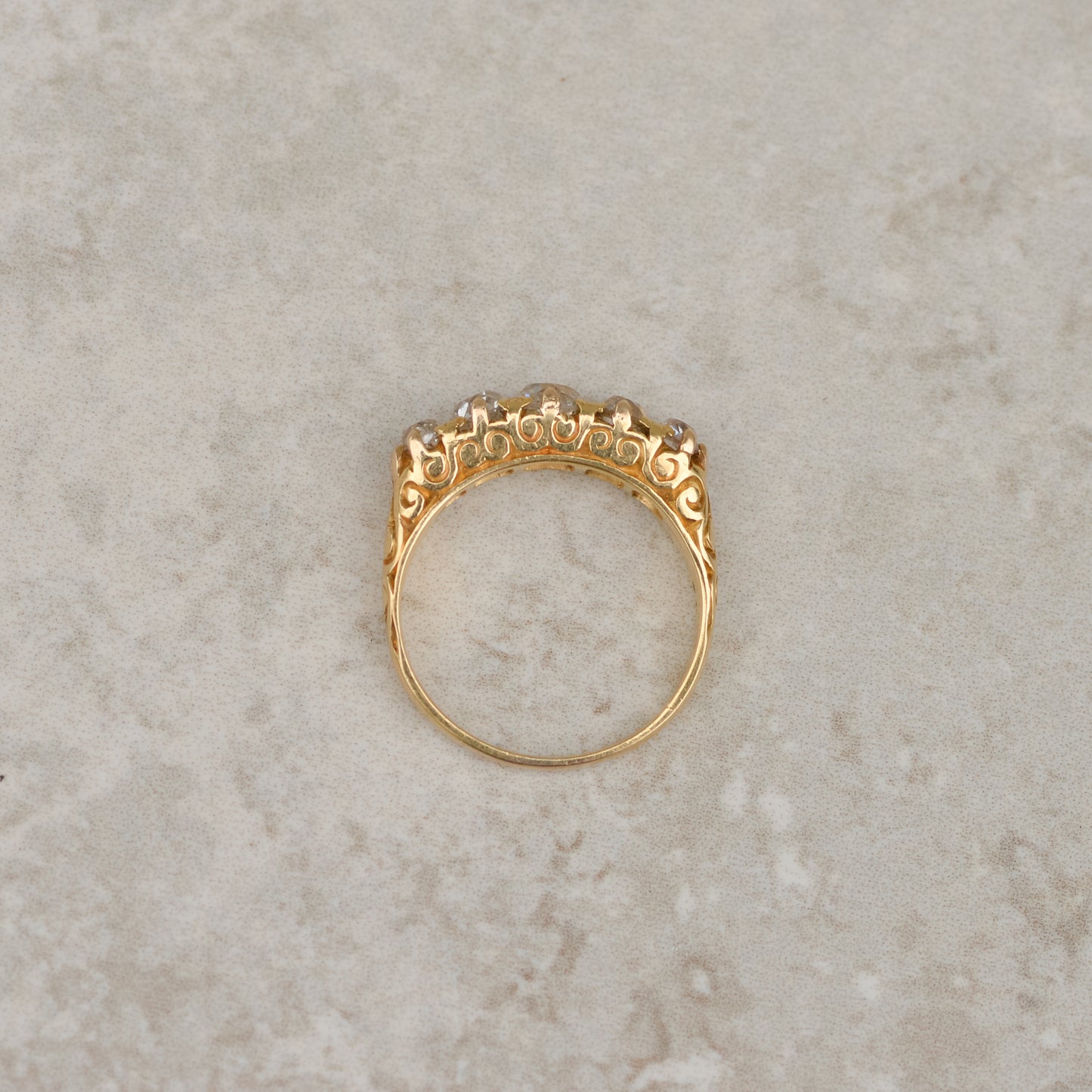 Antique Five Old Mine Cut Diamond Band