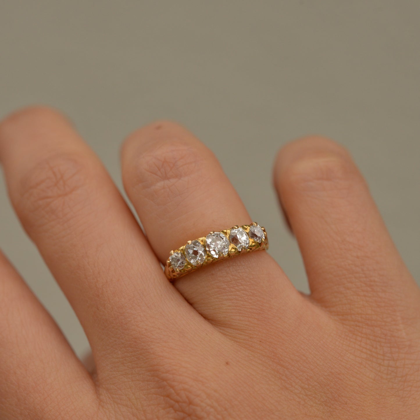 Antique Five Old Mine Cut Diamond Band