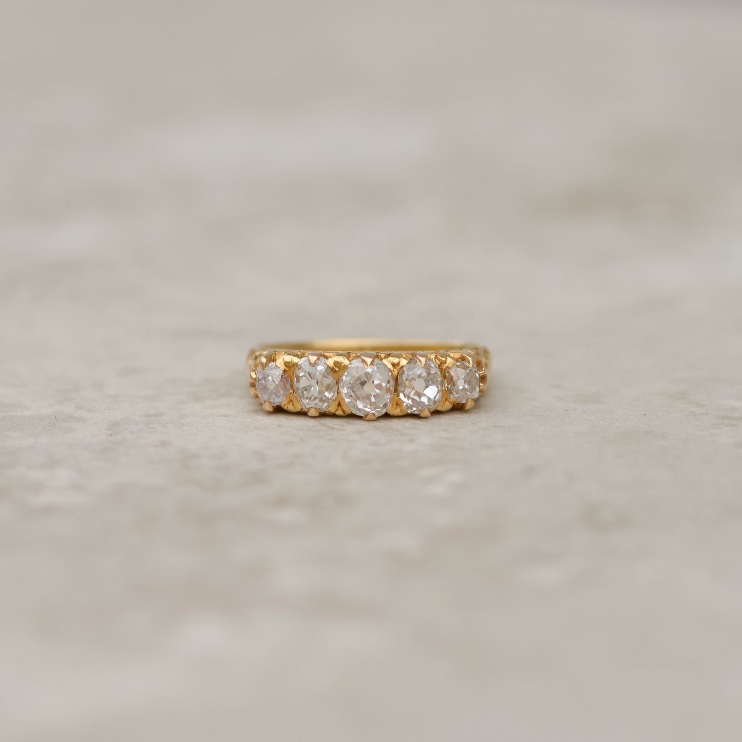 Antique Five Old Mine Cut Diamond Band