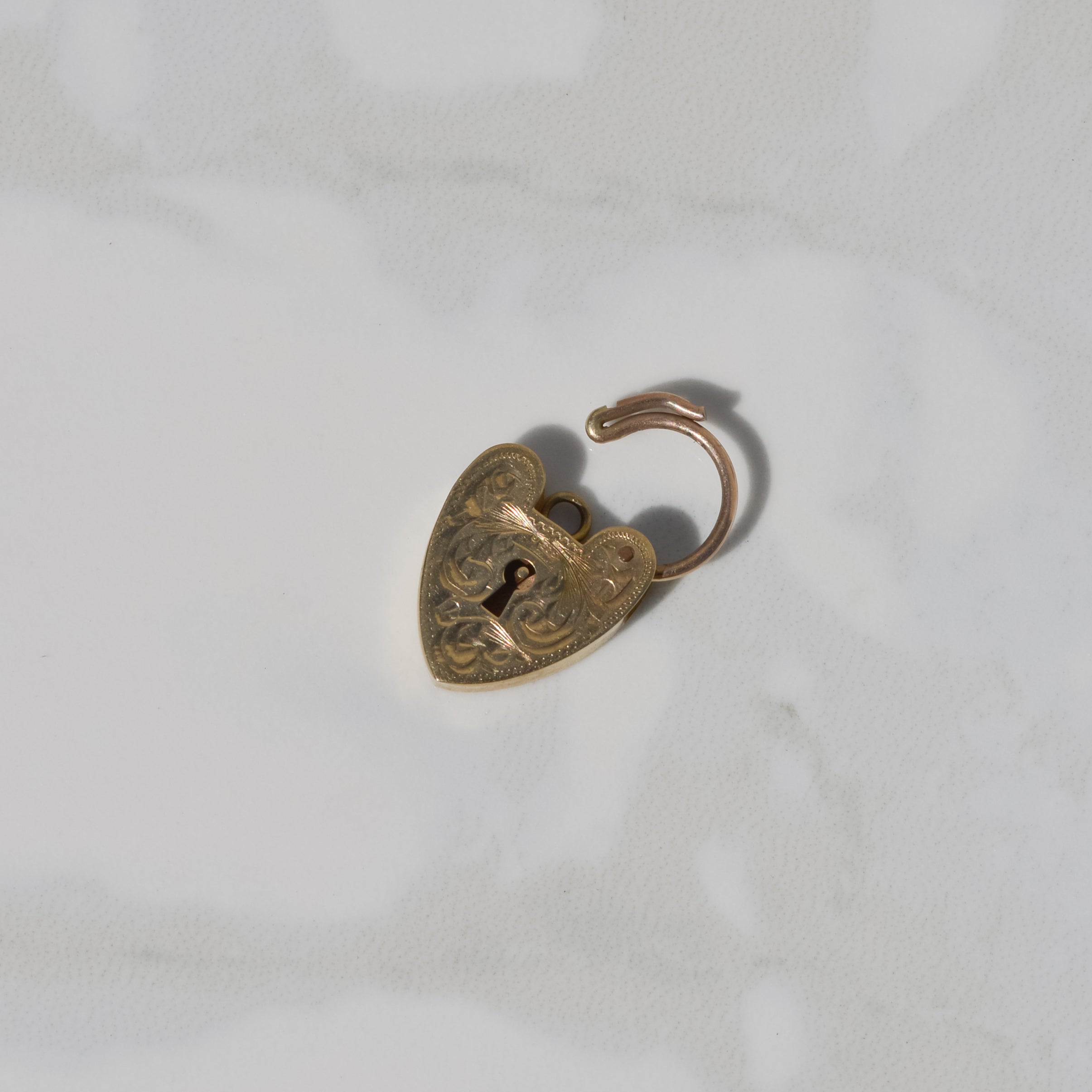 Vintage Heart Padlock Charm 9k