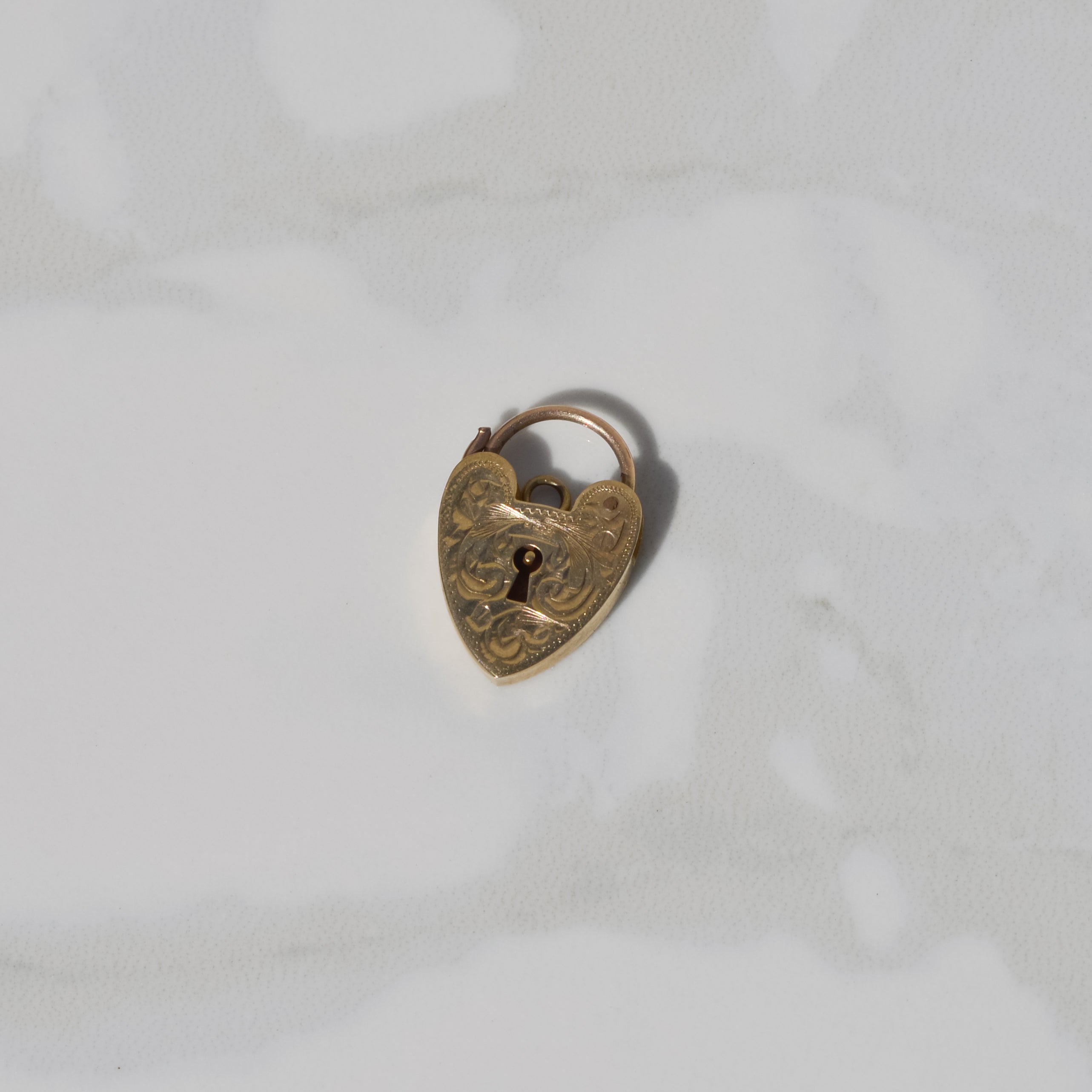 Vintage Heart Padlock Charm 9k