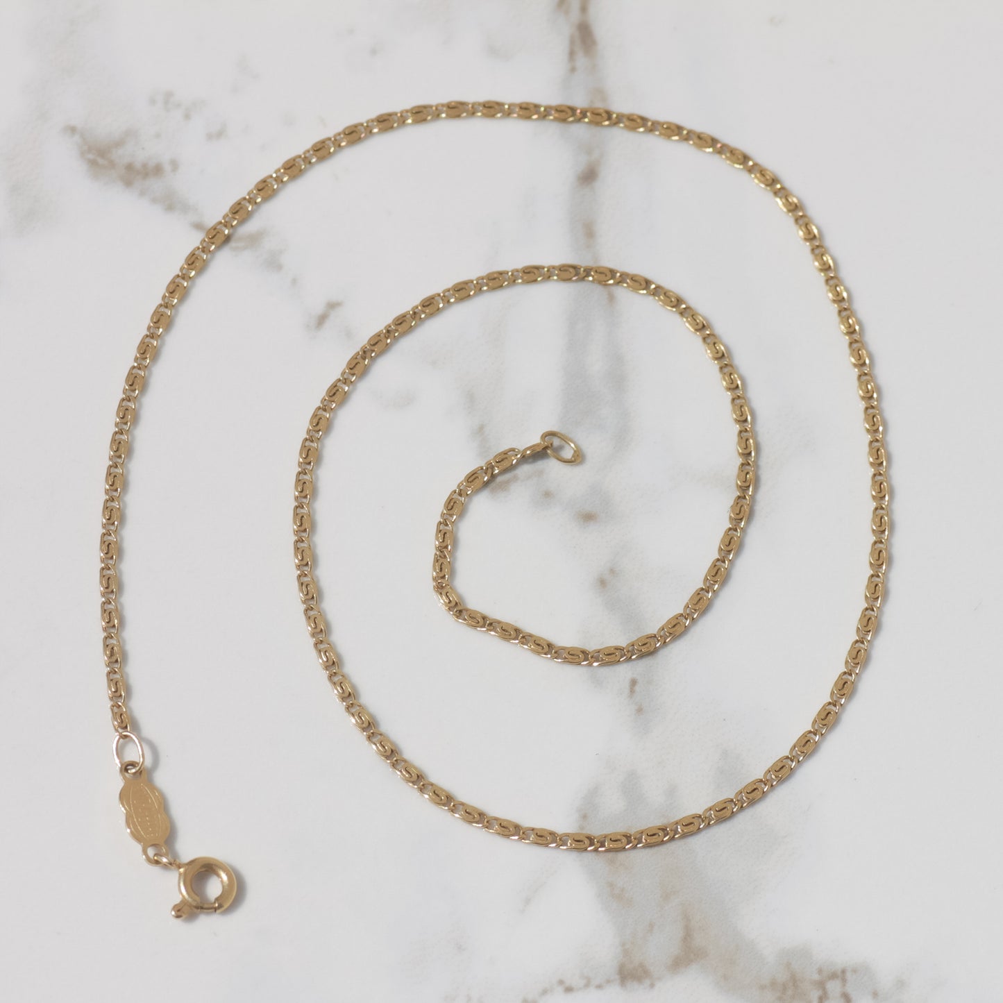 Vintage Snail Chain Necklace 16" 18k Gold