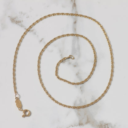 Vintage Snail Chain Necklace 16" 18k Gold