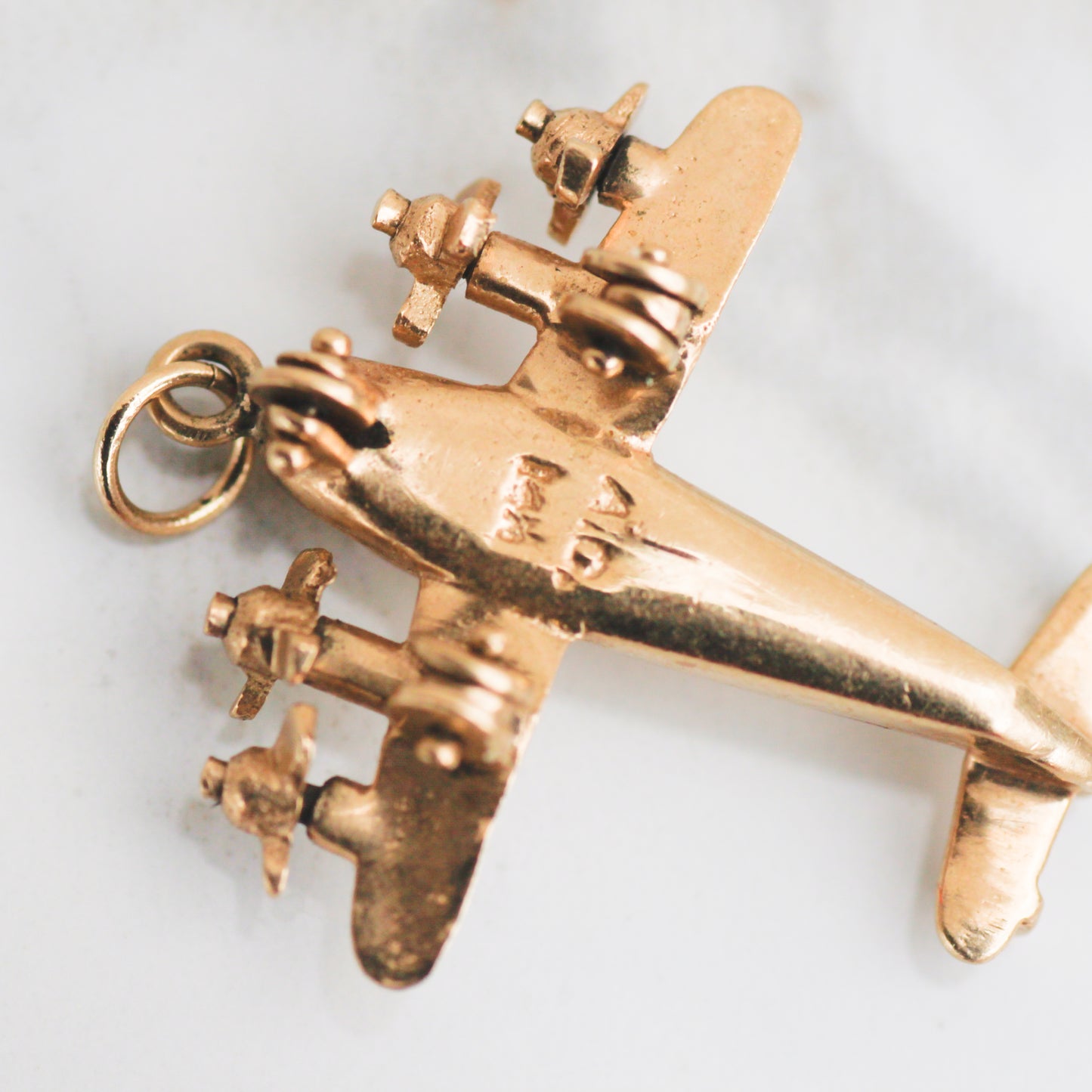 Vintage Articulated Airplane Charm 14k