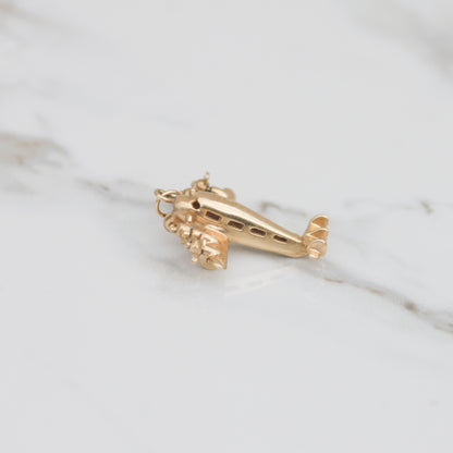 Vintage Articulated Airplane Charm 14k