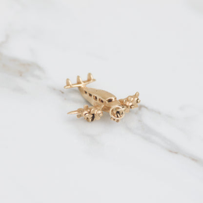 Vintage Articulated Airplane Charm 14k