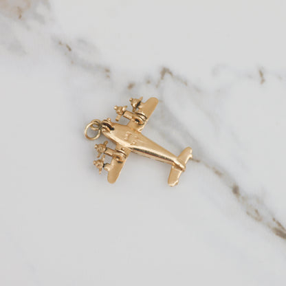 Vintage Articulated Airplane Charm 14k