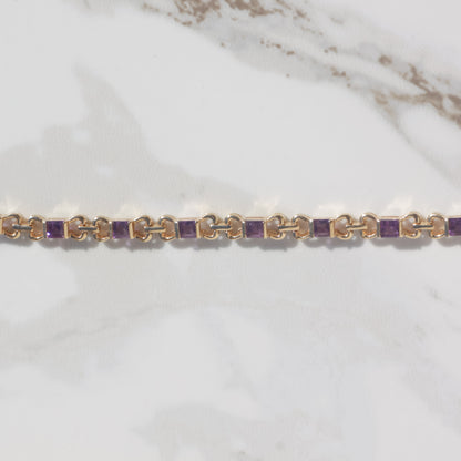 Vintage Amethyst Bracelet 7" 14k Gold