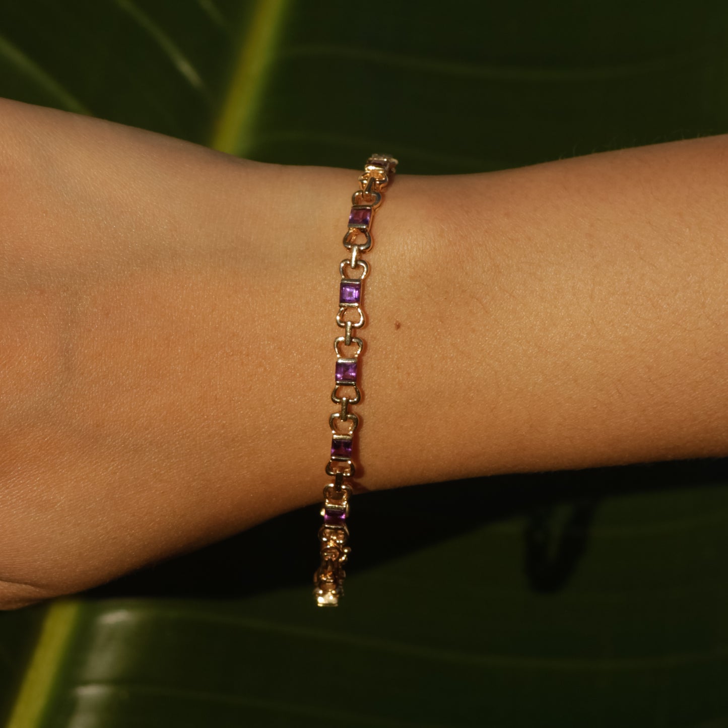 Vintage Amethyst Bracelet 7" 14k Gold