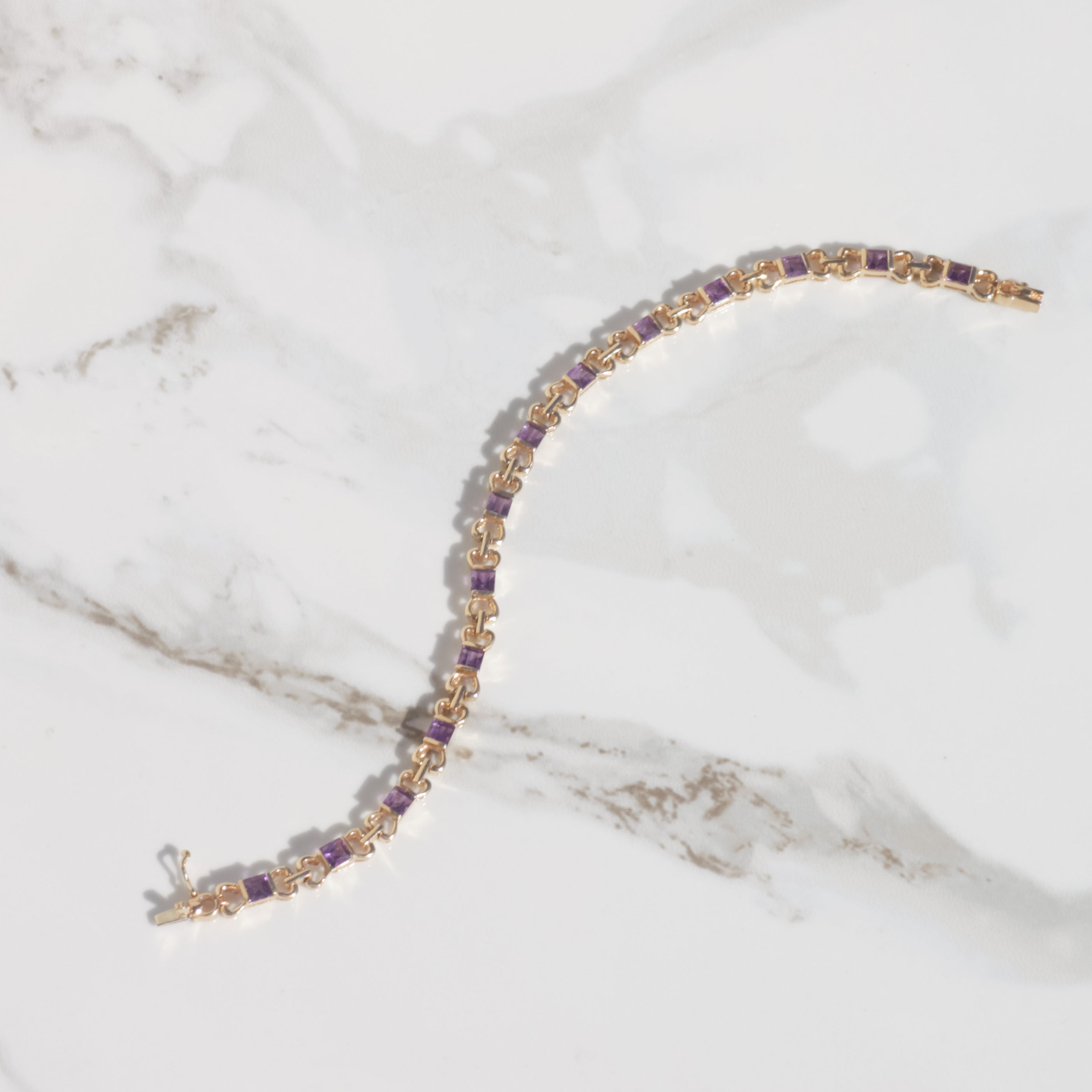 Vintage Amethyst Bracelet 7" 14k Gold