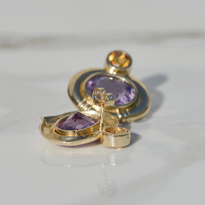 Vintage Citrine and Amethyst Earrings 14k