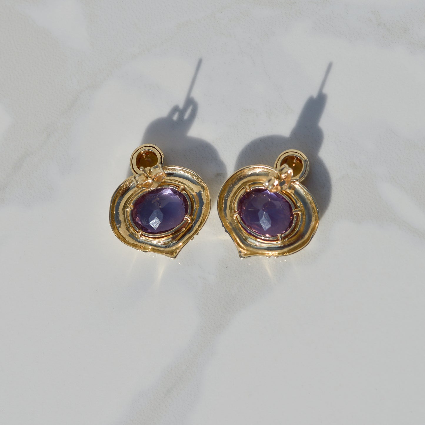 Vintage Citrine and Amethyst Earrings 14k