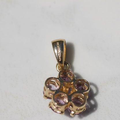 Amethyst Flower Pendant 14k