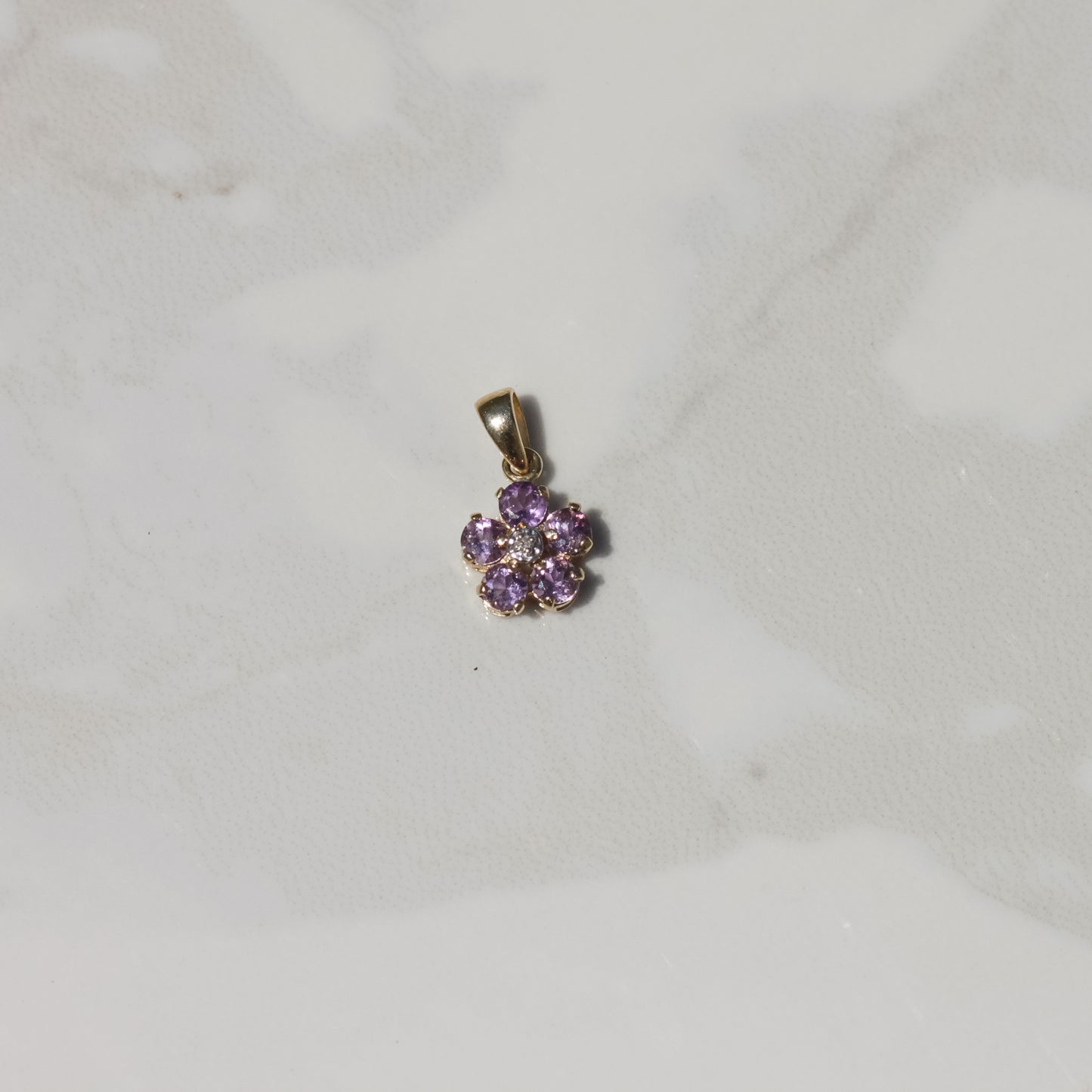 Amethyst Flower Pendant 14k