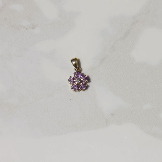 Amethyst Flower Pendant 14k