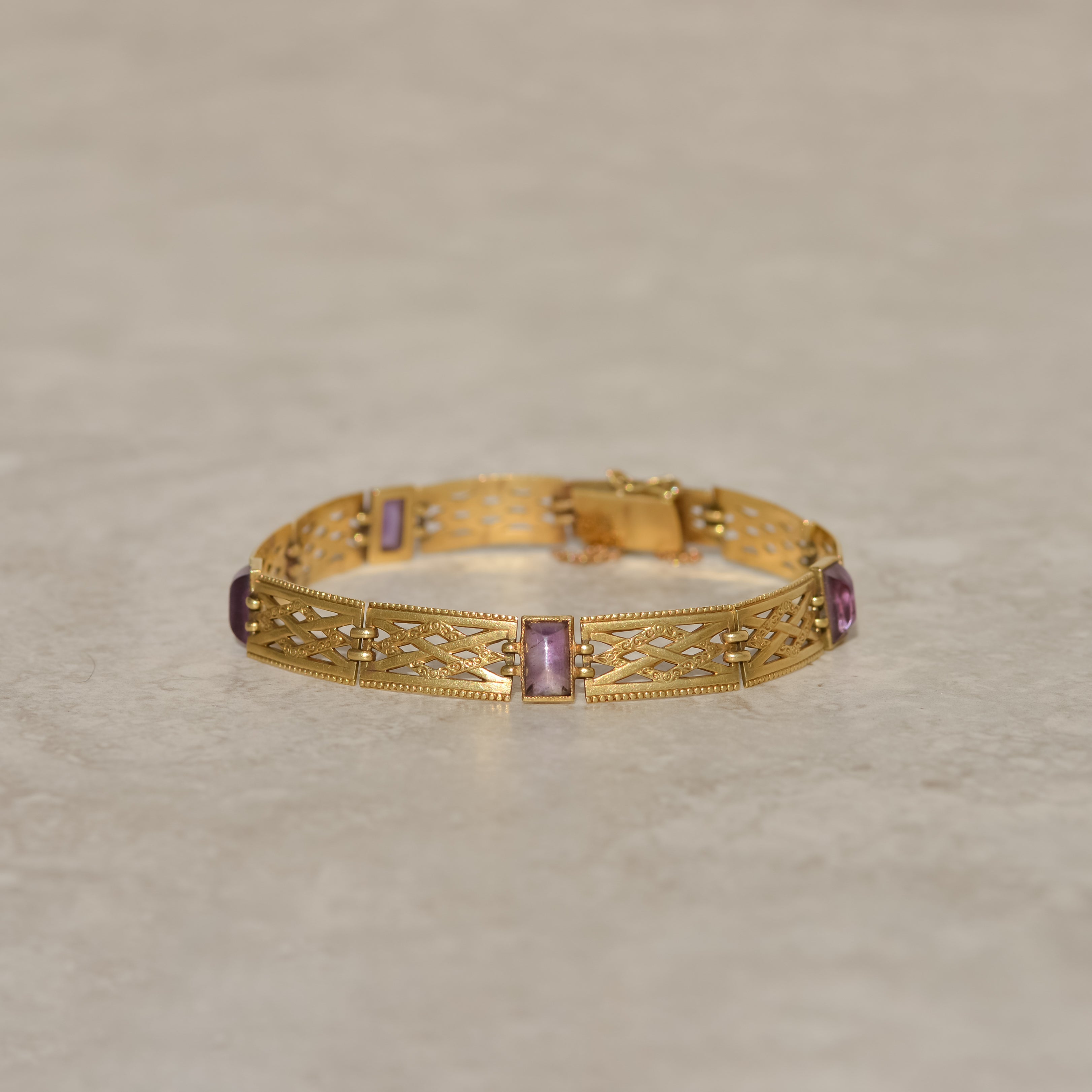 Antique Amethyst Sugarloaf Bracelet