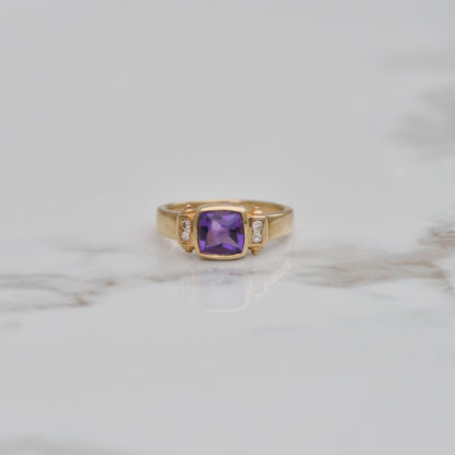 Vintage Amethyst and Diamond Ring Sz 7 14k