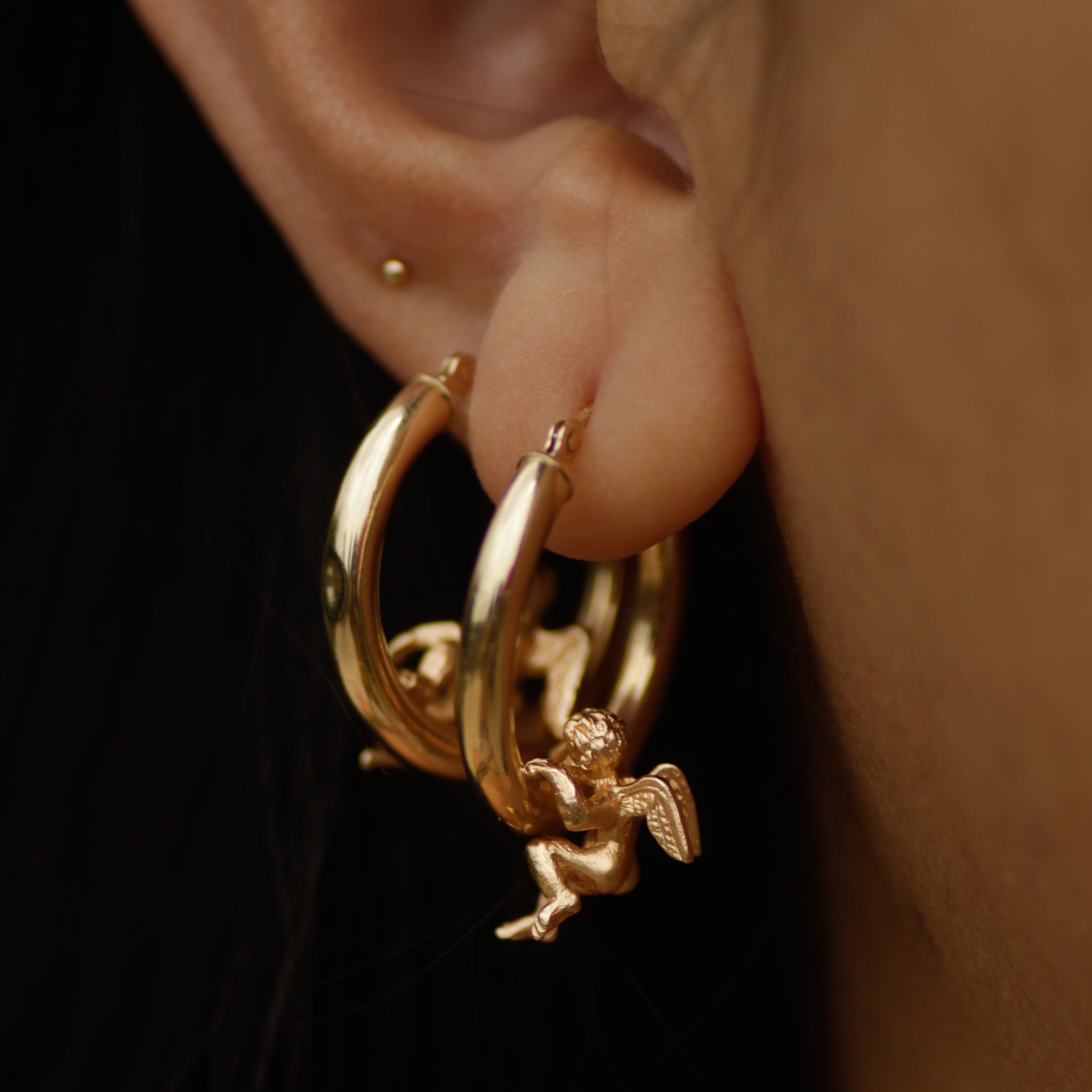 Vintage Angel Hoop Earrings