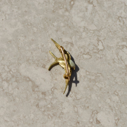 Art Nouveau Enamel Swallow Bird Brooch