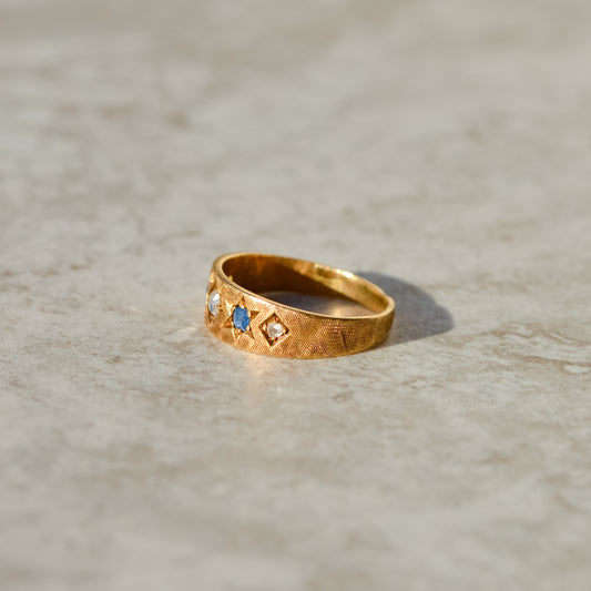 Antique Rosecut Diamond & Sapphire Band