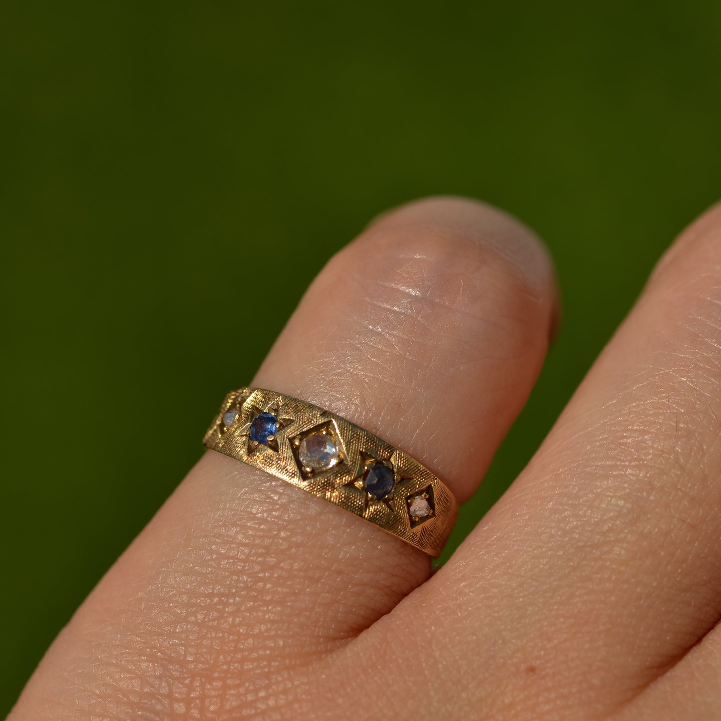 Antique Rosecut Diamond & Sapphire Band