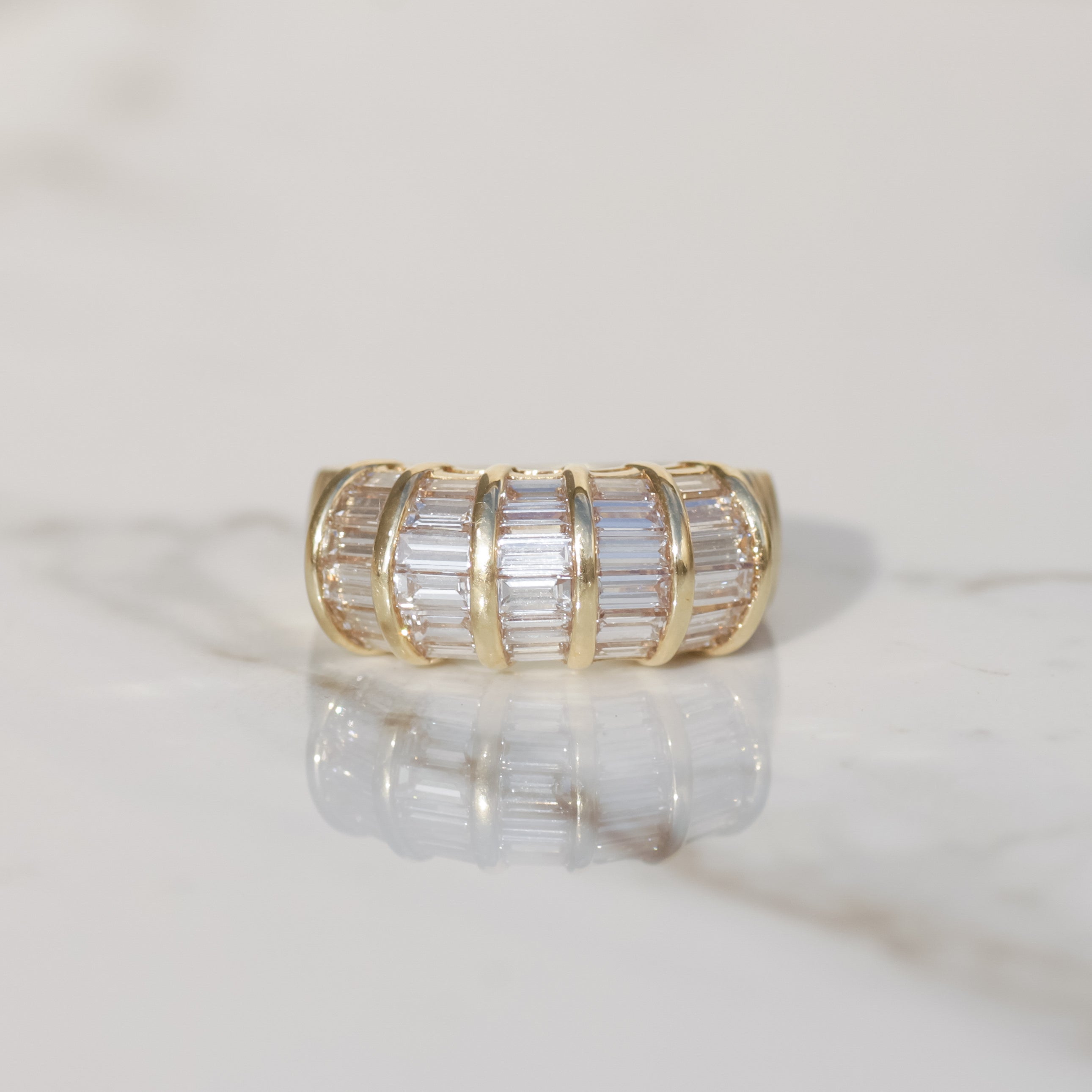 Vintage Diamond Baguette Dome Ring
