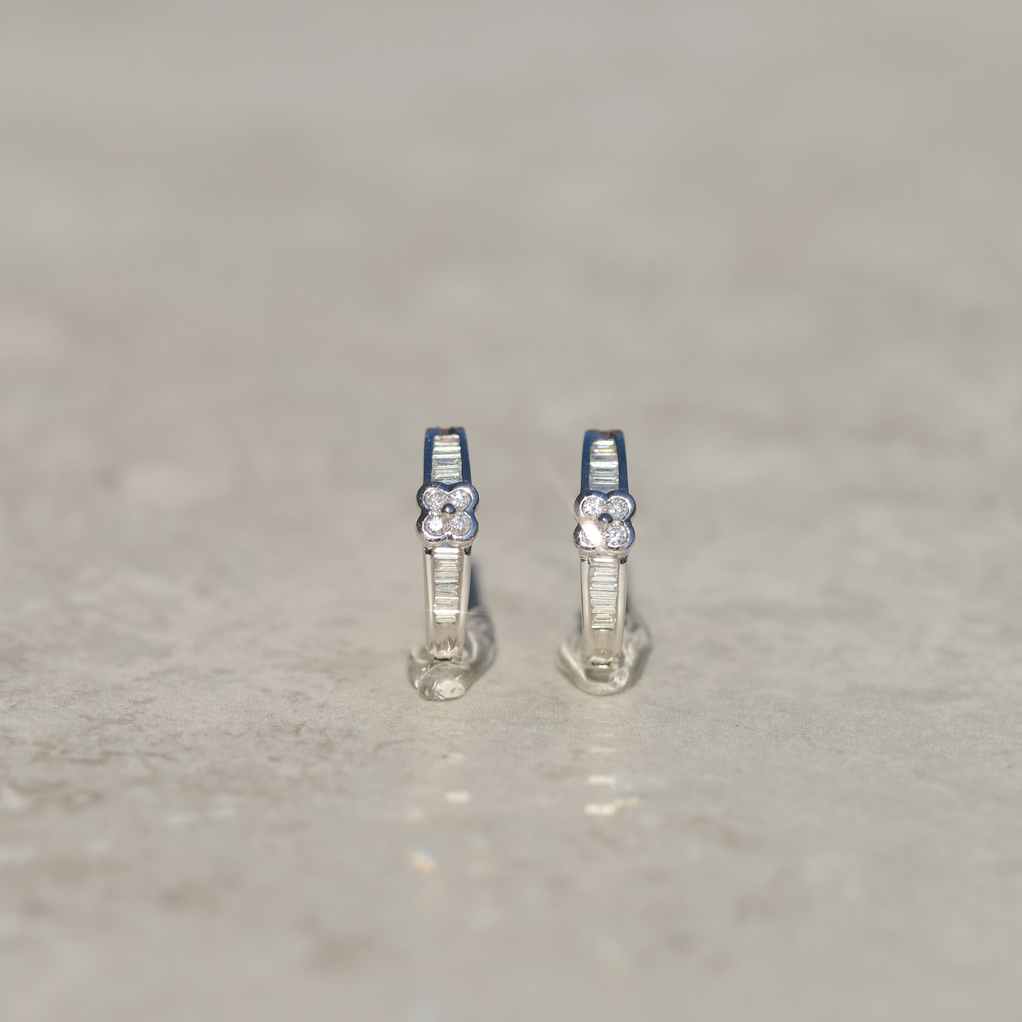 Estate Baguette Diamond Hoop Earrings