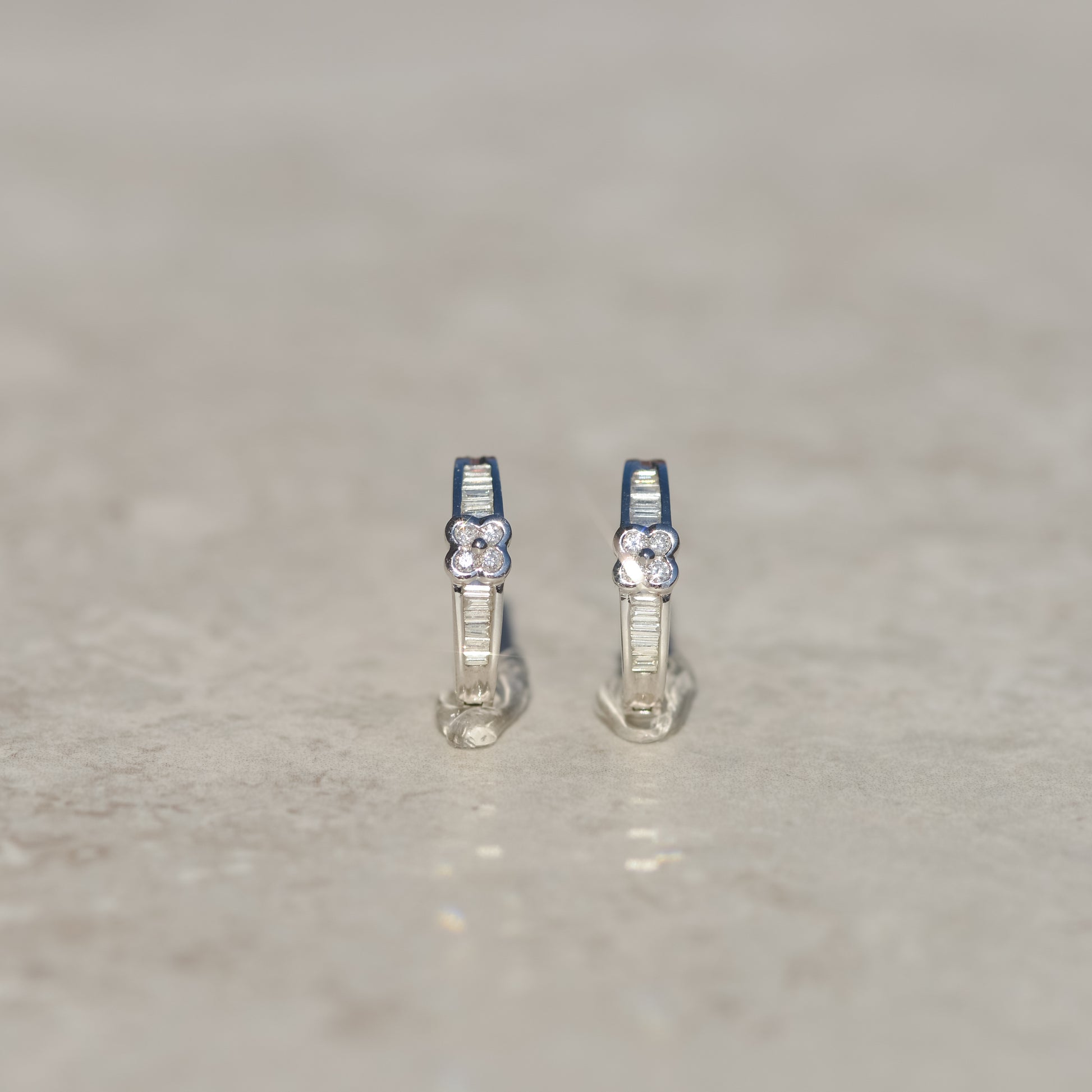 Estate Baguette Diamond Hoop Earrings