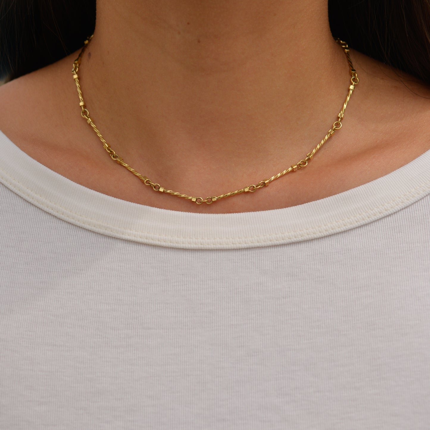 Vintage Twisted Bar Chain Necklace