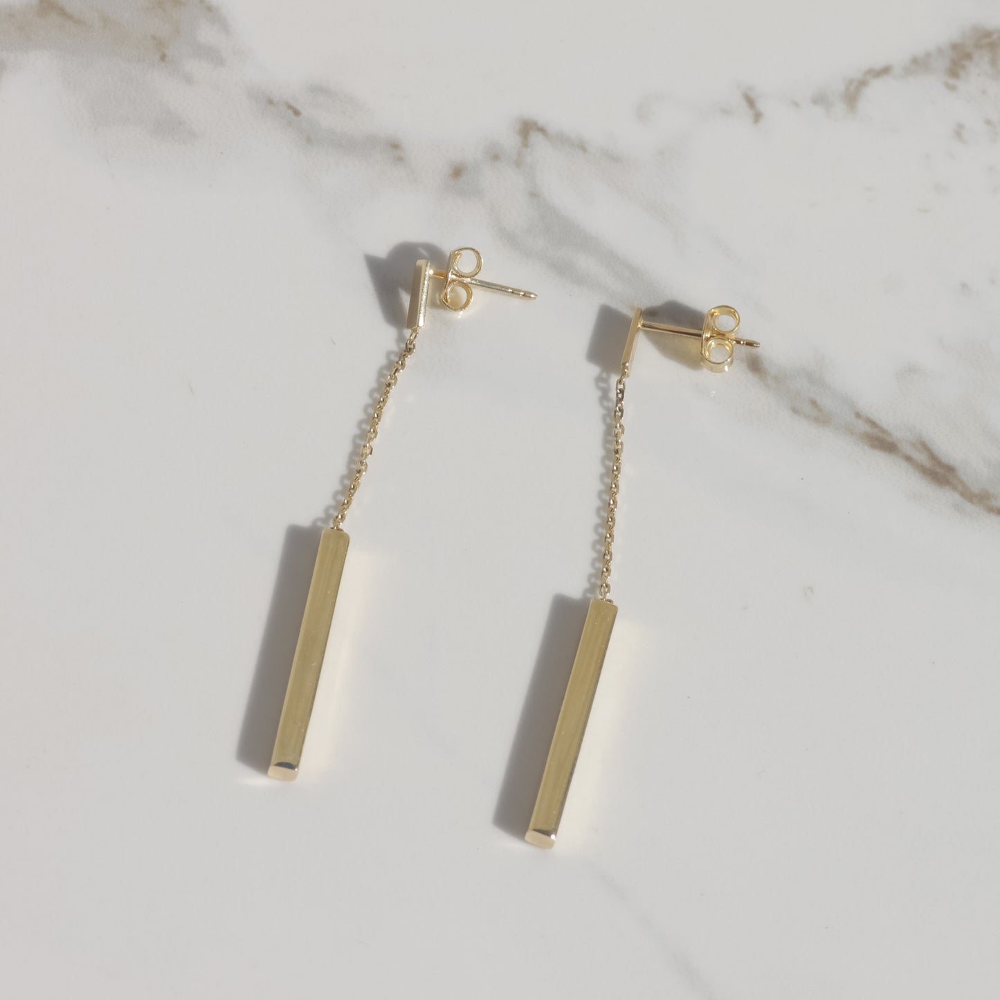 Vintage Bar Drop Earrings 14k