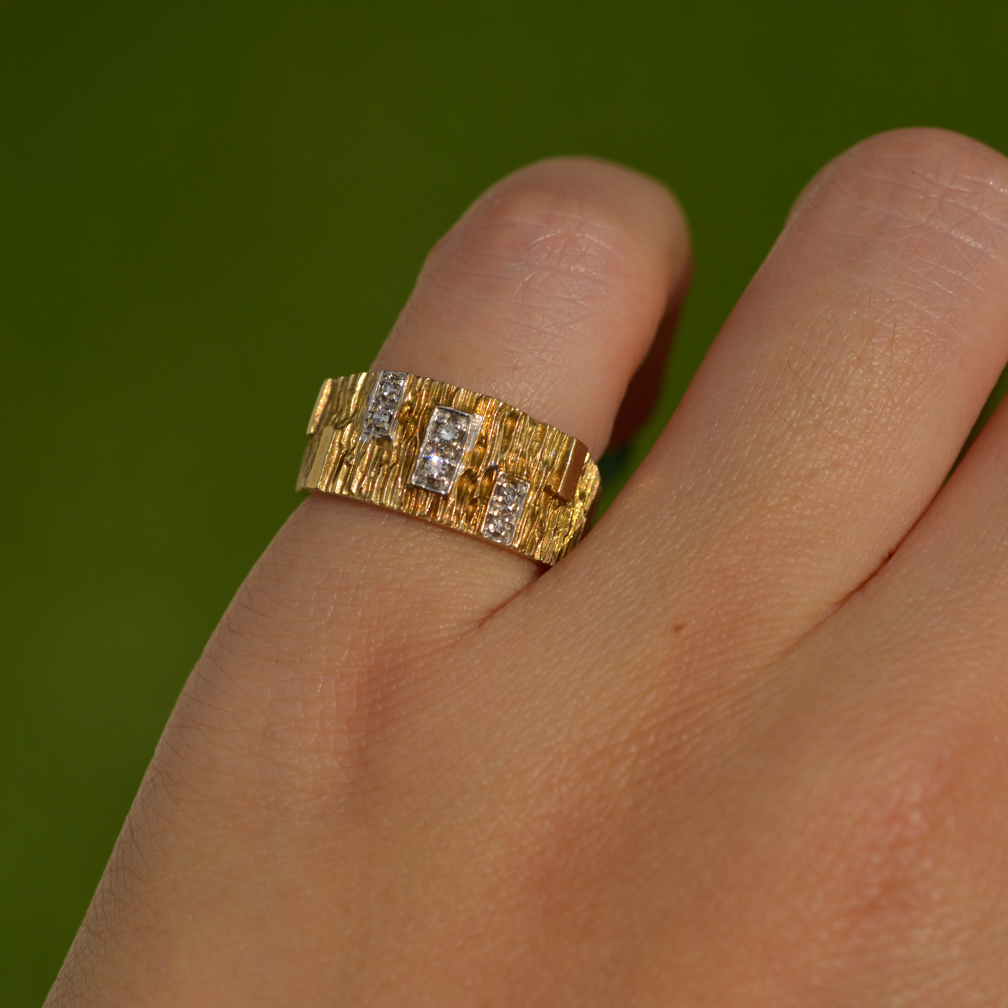 Vintage Mid Century Brutalist Diamond Band