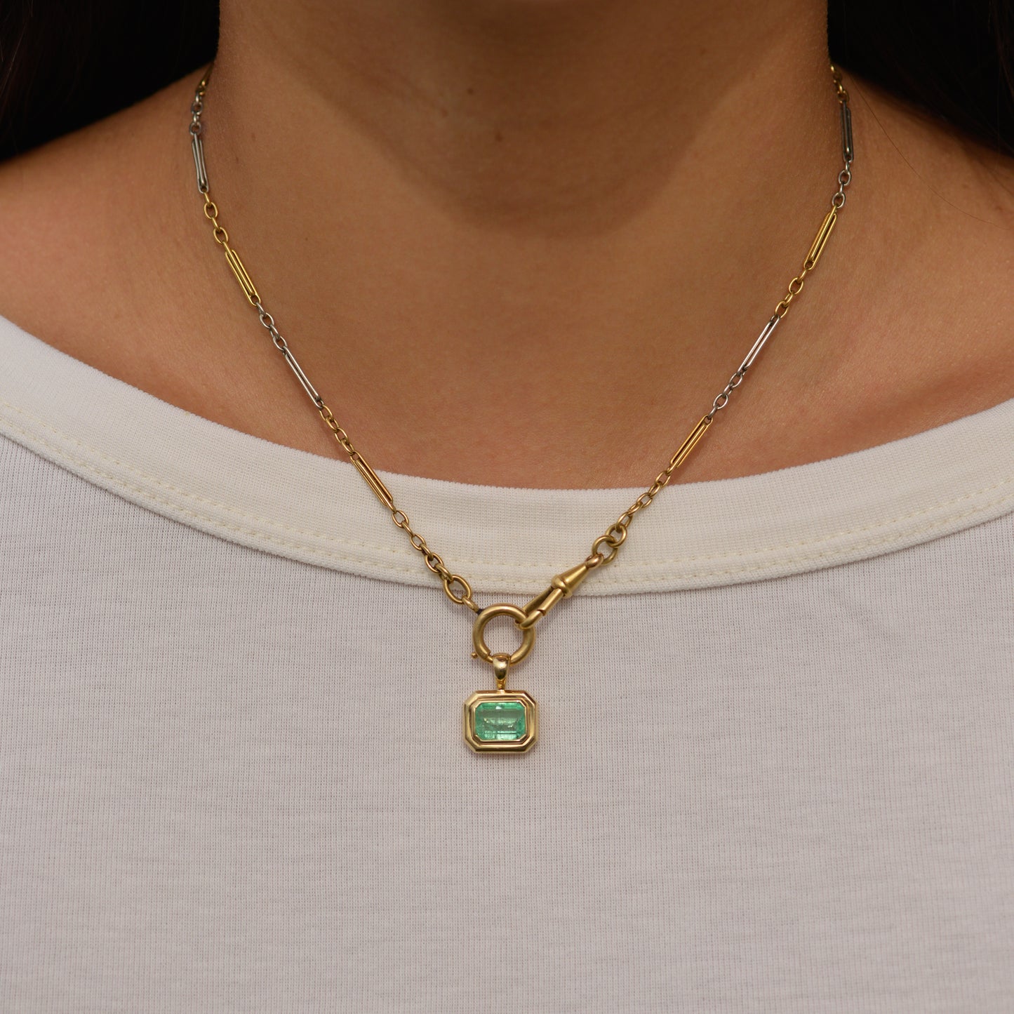 Bubble Bezel Pendant, emerald
