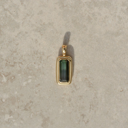 Bubble Bezel Pendant, bicolor tourmaline