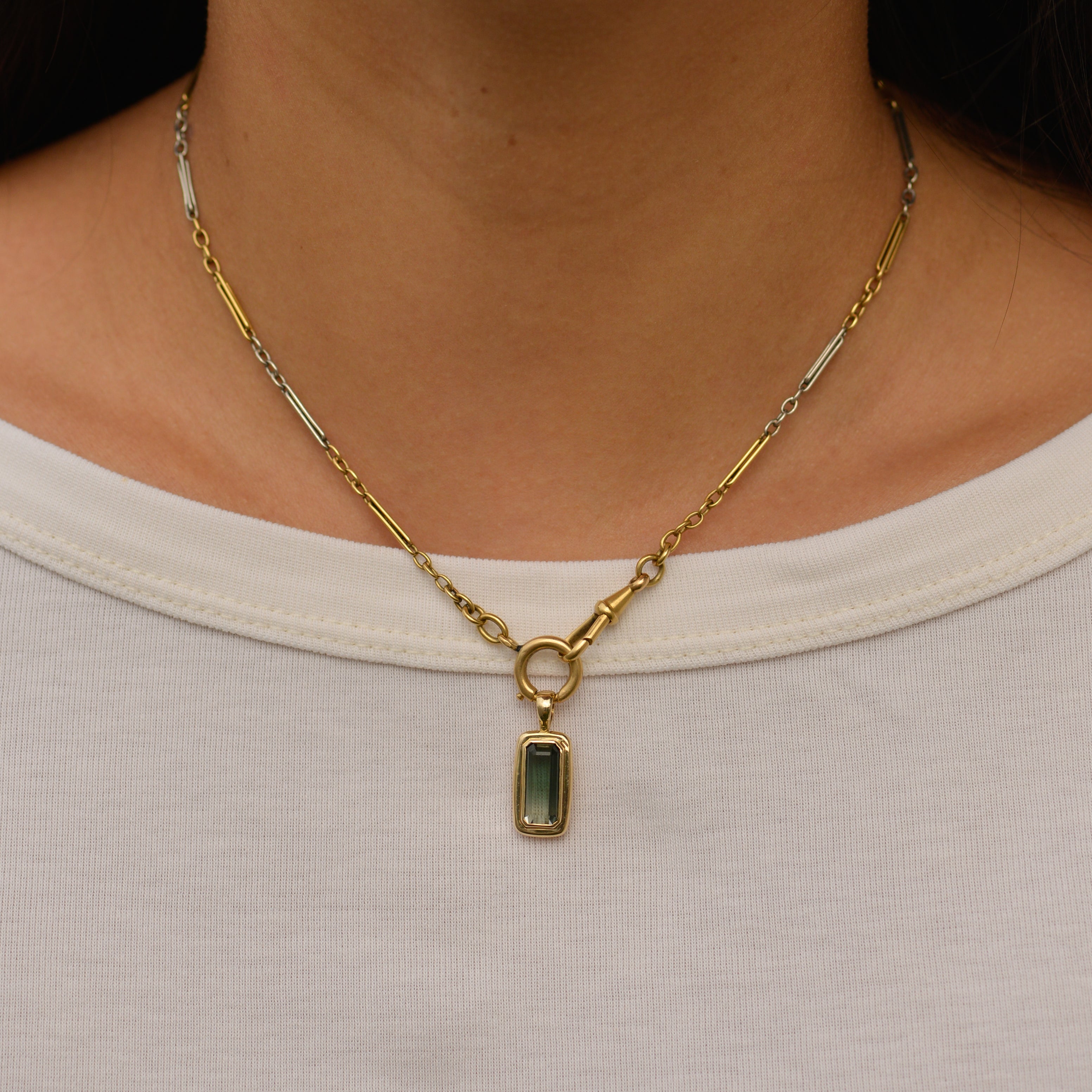 Bubble Bezel Pendant, bicolor tourmaline