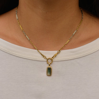 Bubble Bezel Pendant, bicolor tourmaline