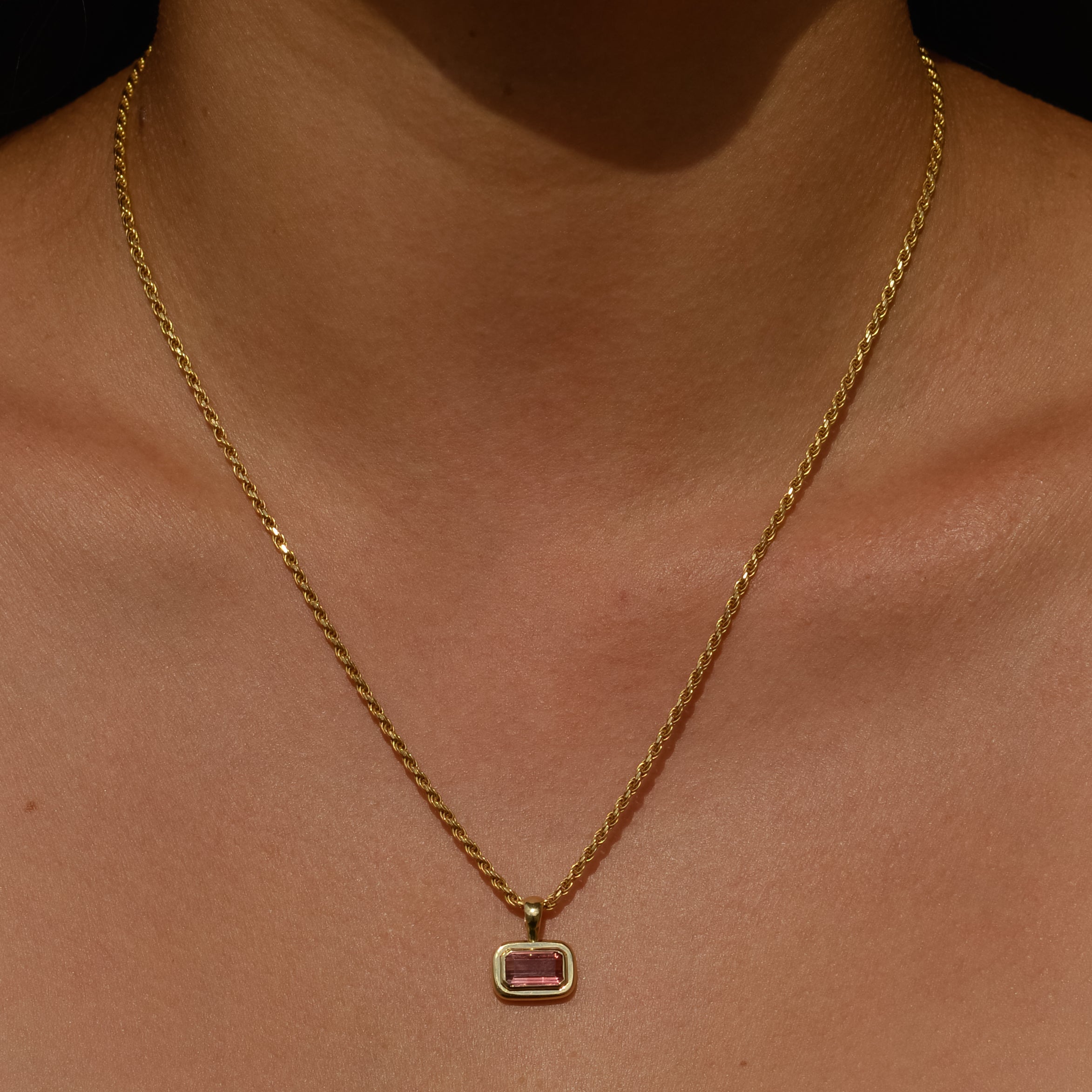 Bubble Bezel Pendant, bicolor tourmaline
