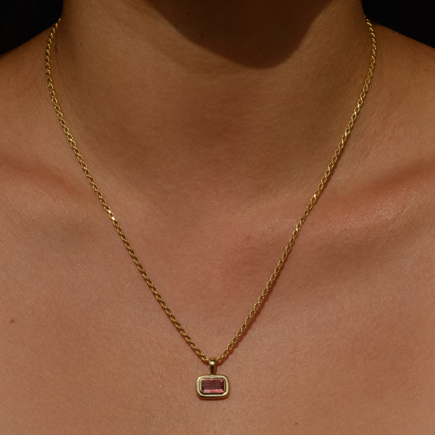 09: Bubble Bezel pendant, bicolor tourmaline