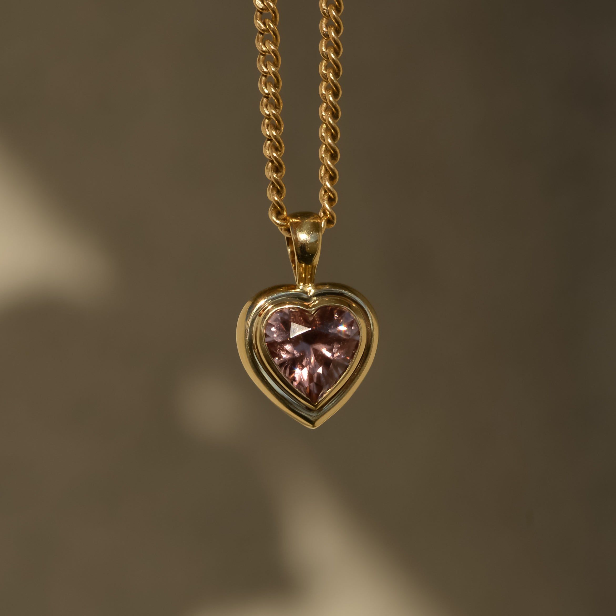Bubble Bezel Pendant, pink zircon
