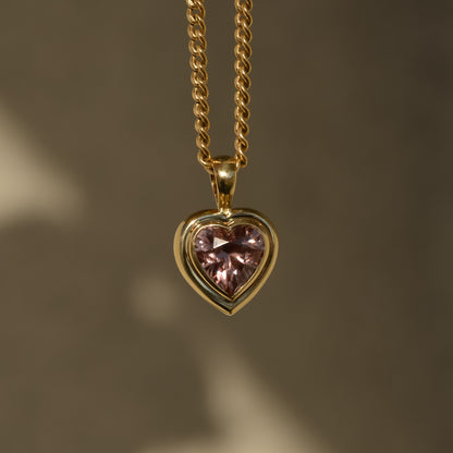 Bubble Bezel Pendant, pink zircon