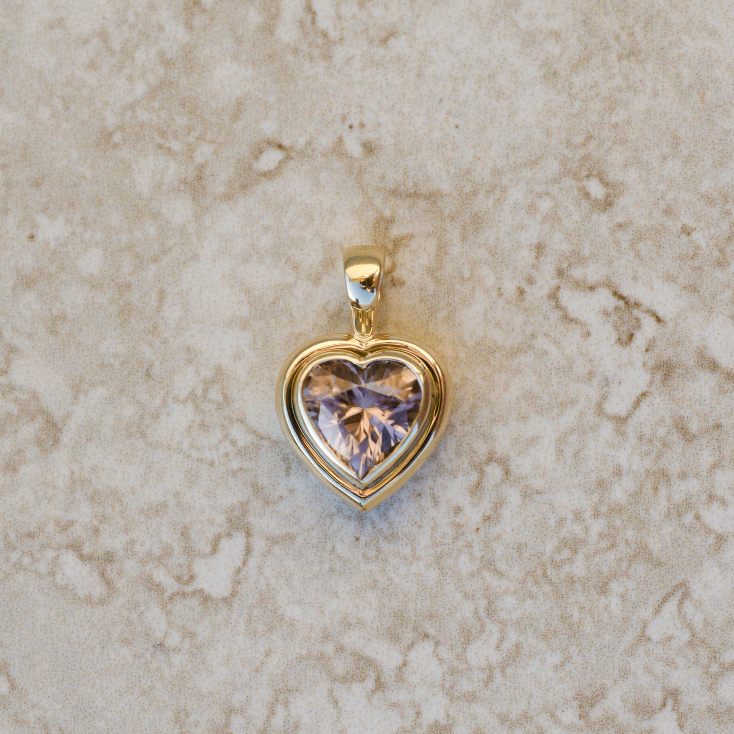 09: Bubble Bezel Pendant, pink zircon