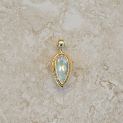 Bubble Bezel Pendant, rainbow moonstone