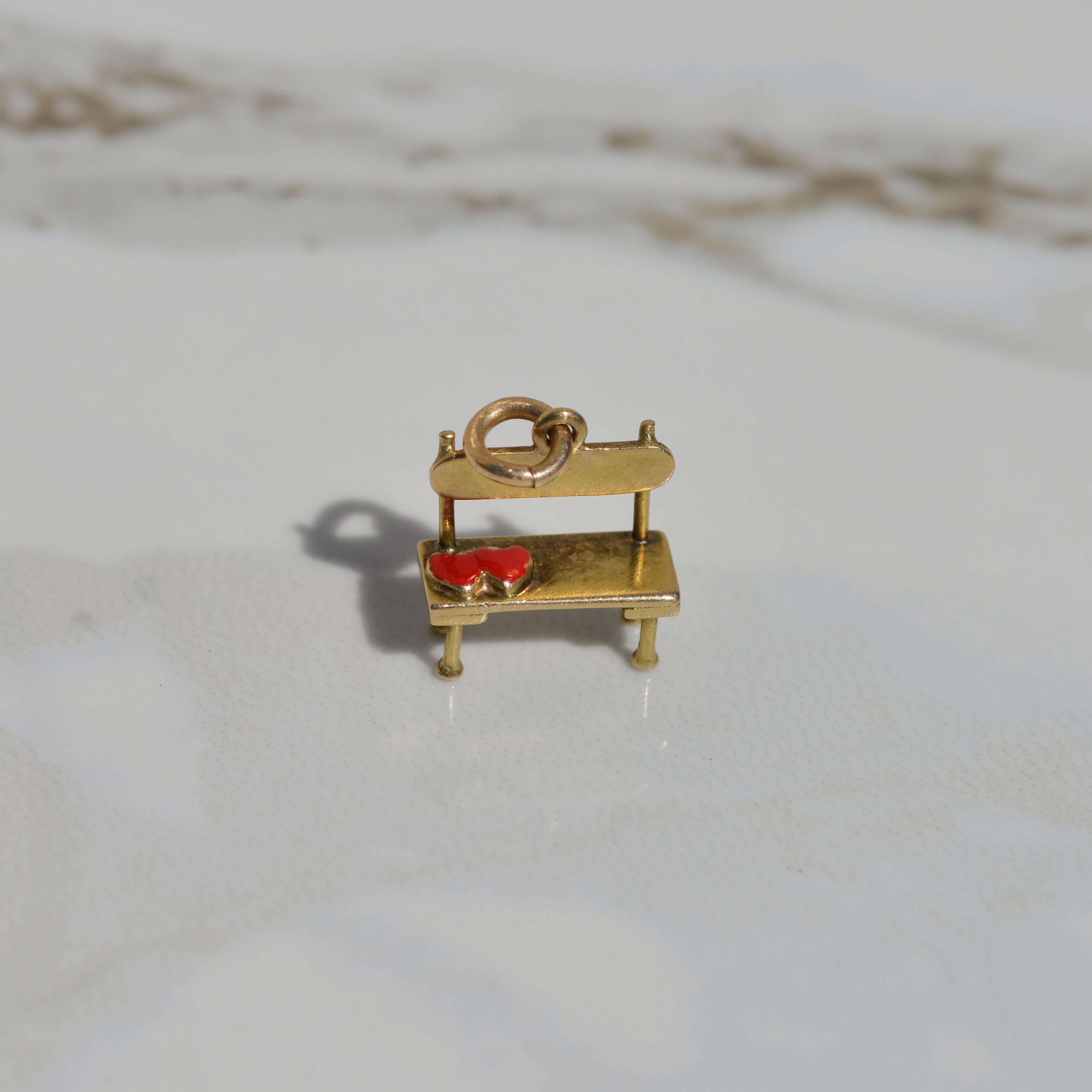 Vintage Bench with Enamel Hearts Charm